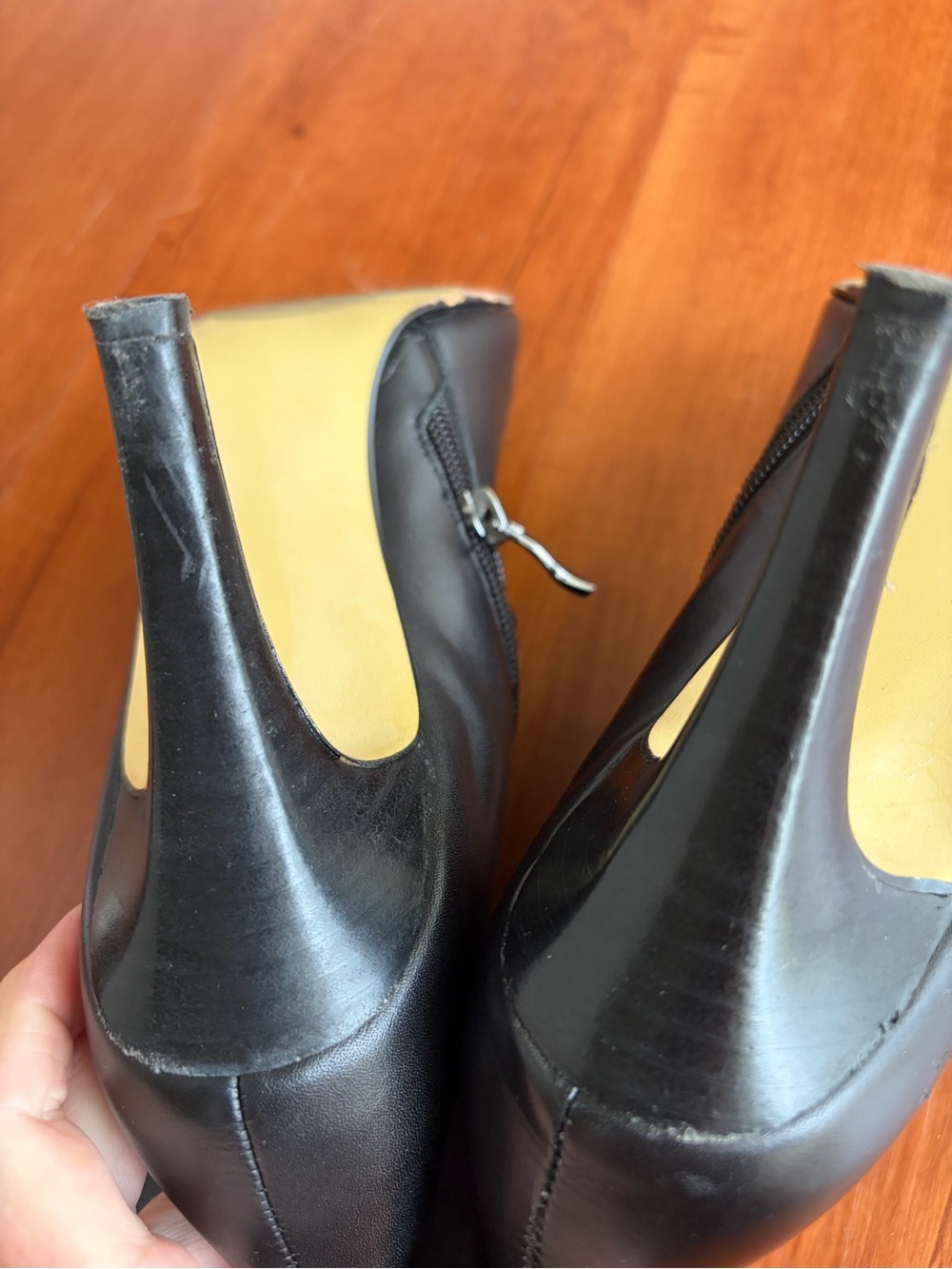 Halogen Black Leather Knee-High Heeled Boots - Picture 13 of 16